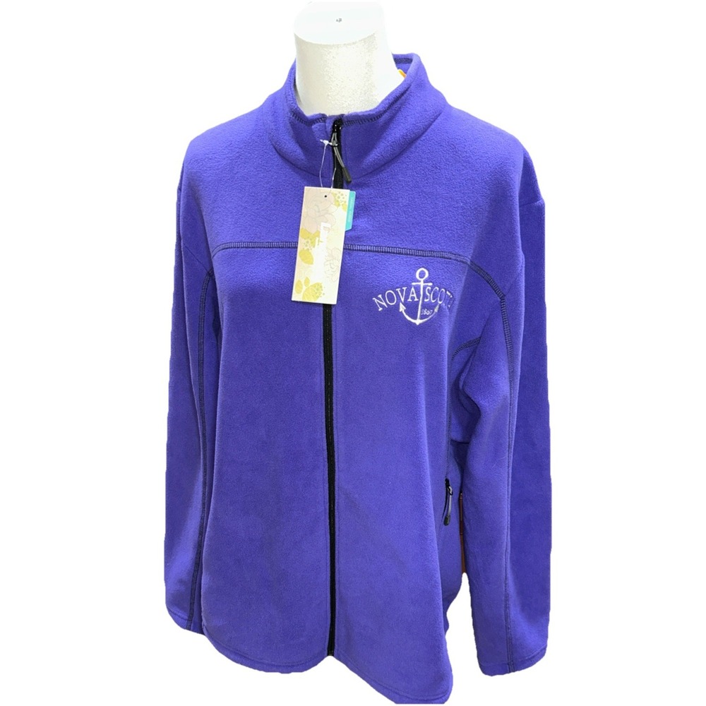 Landway Womens Nova Scotia Fleece Sweater Purple Full Zip 2XL 8870